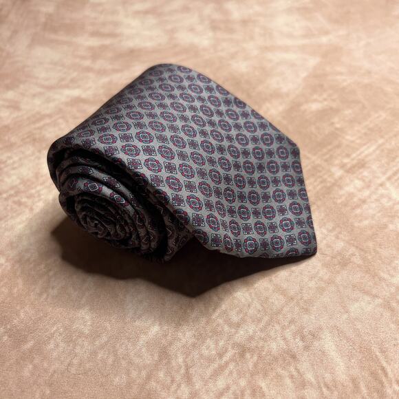 Yves Saint Laurent Neckwear Vintage 80s Silk Neck Tie Geometric Diamond Formal - Picture 5 of 6